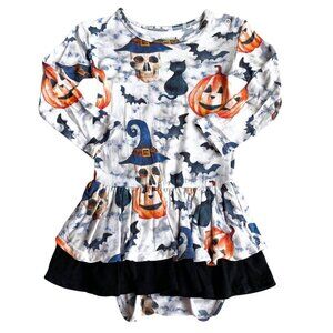 Hanlyn Bamboo Baby Toddler Girls Halloween Twirl Dress Romper Bodysuit, 12-18 Mo